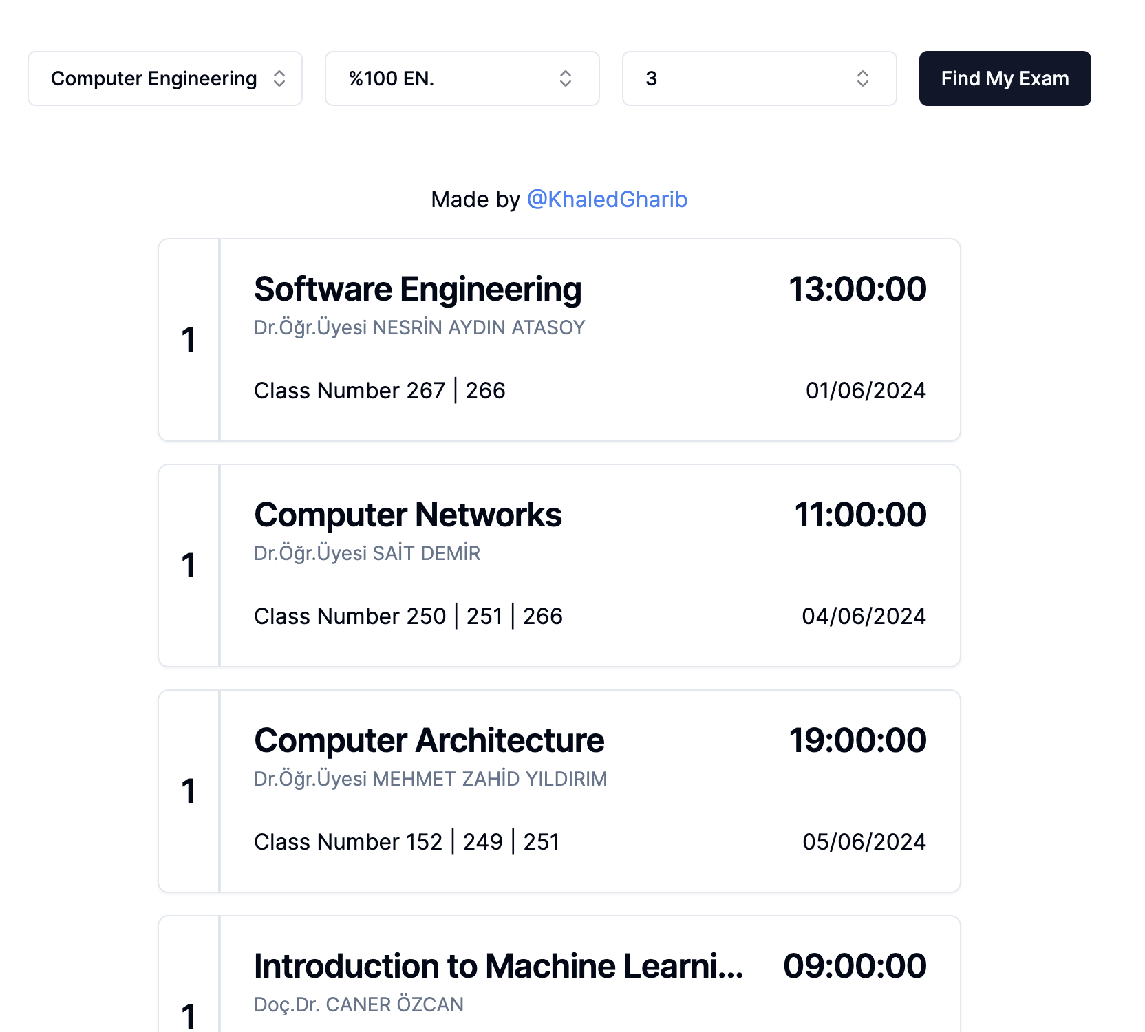 Exam Finder